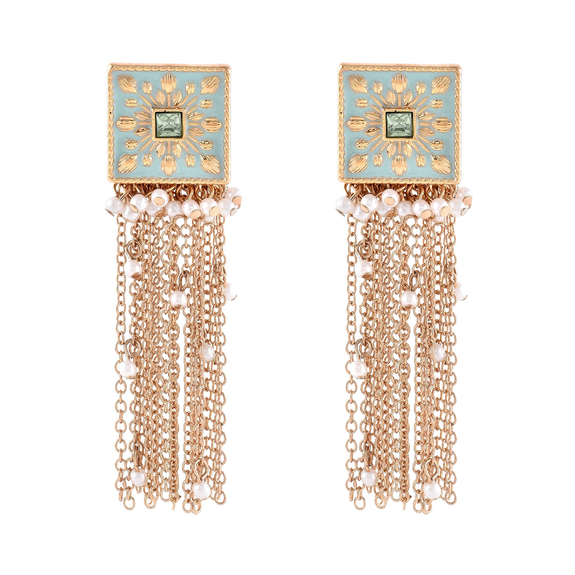 Accessorize London Women'S Gold Enamel Blue Tassel Earrings