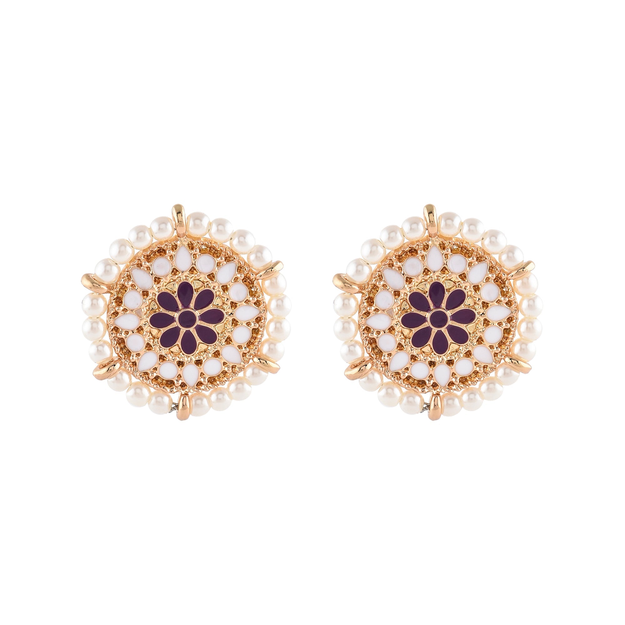 Accessorize London Women's Enamel And Pearl Stud Earrings