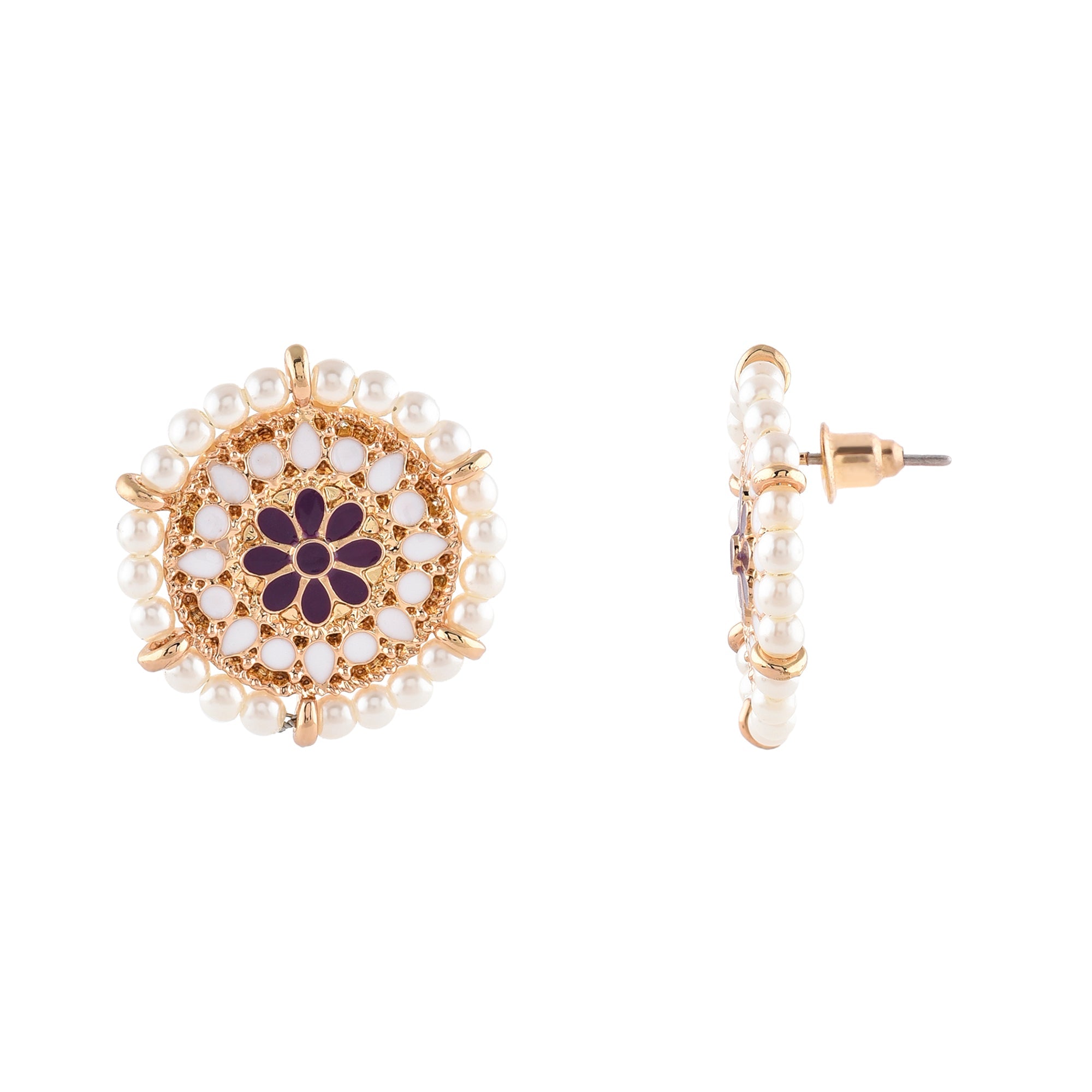 Accessorize London Women's Enamel And Pearl Stud Earrings