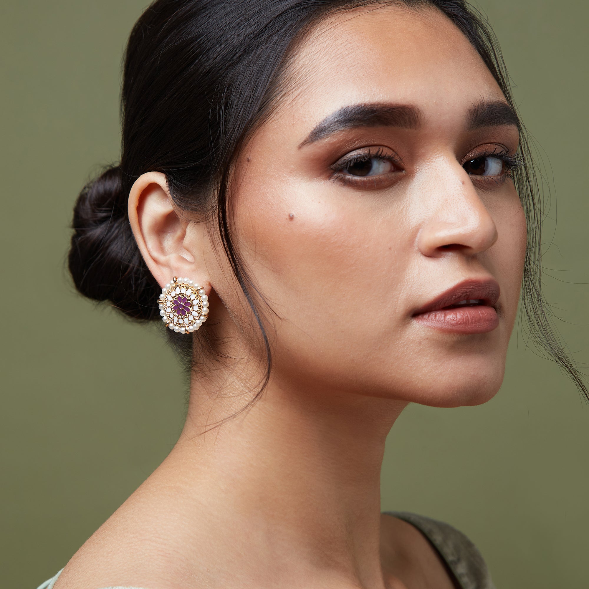 Accessorize London Women's Enamel And Pearl Stud Earrings