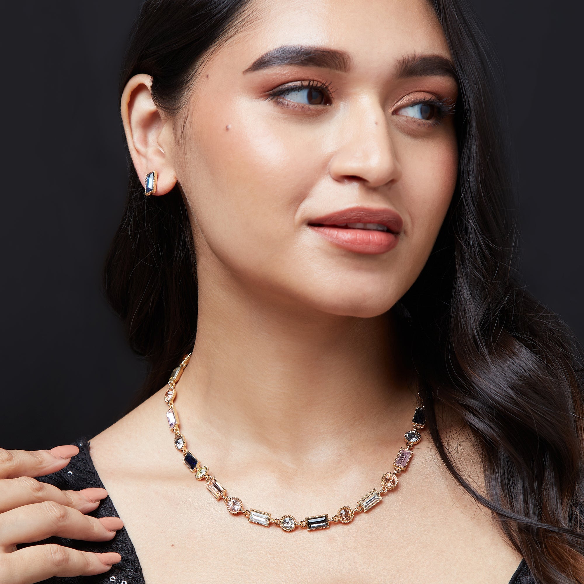 Accessorize London Women's Geo Pastel-Multi Necklace & Earring Set