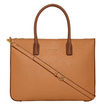 Accessorize London Women's Faux Leather Tan Sapphire laptop handheld Bag