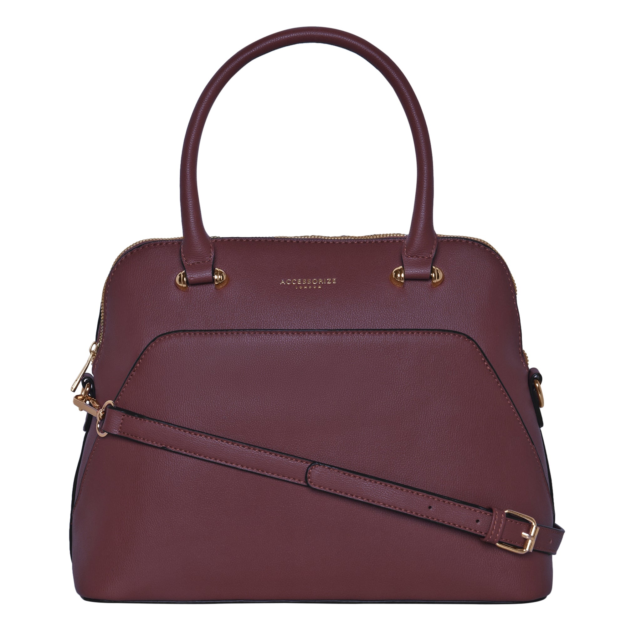 Accessorize London Women's Faux Leather Maroon Thea handheld bag