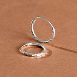 925 Pure Sterling Silver Textured Huggie Hoops Earring For Women