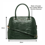 Accessorize London Women's Faux Leather Green Thea croc handheld Bag
