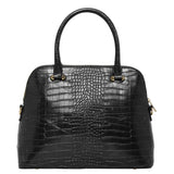 Accessorize London Women's Faux Leather black Thea croc handheld Bag