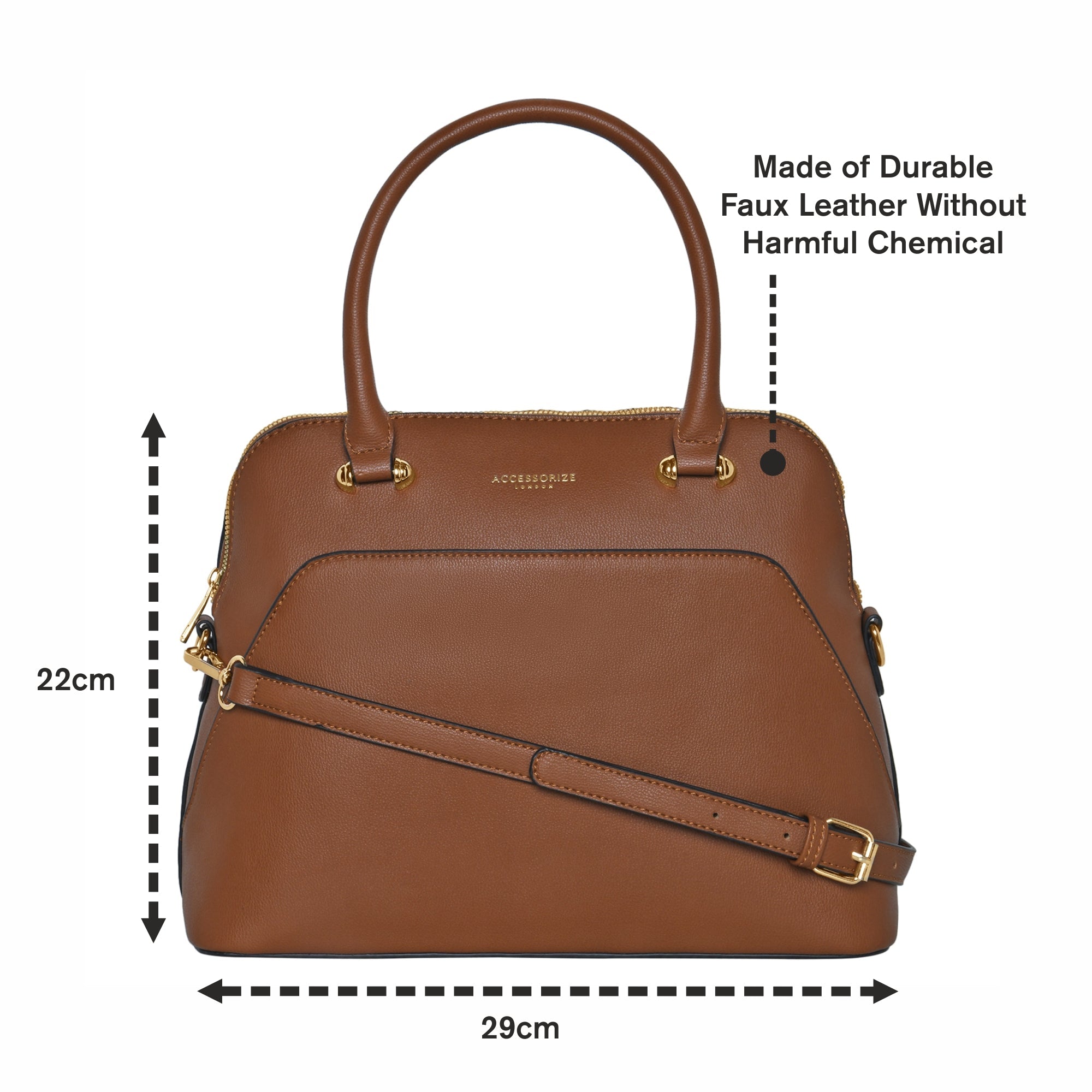 Accessorize London Women's Faux Leather Tan Thea handheld bag