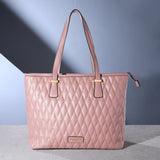 Accessorize London Women's Faux Leather Pink Lannister quilted tote Bag