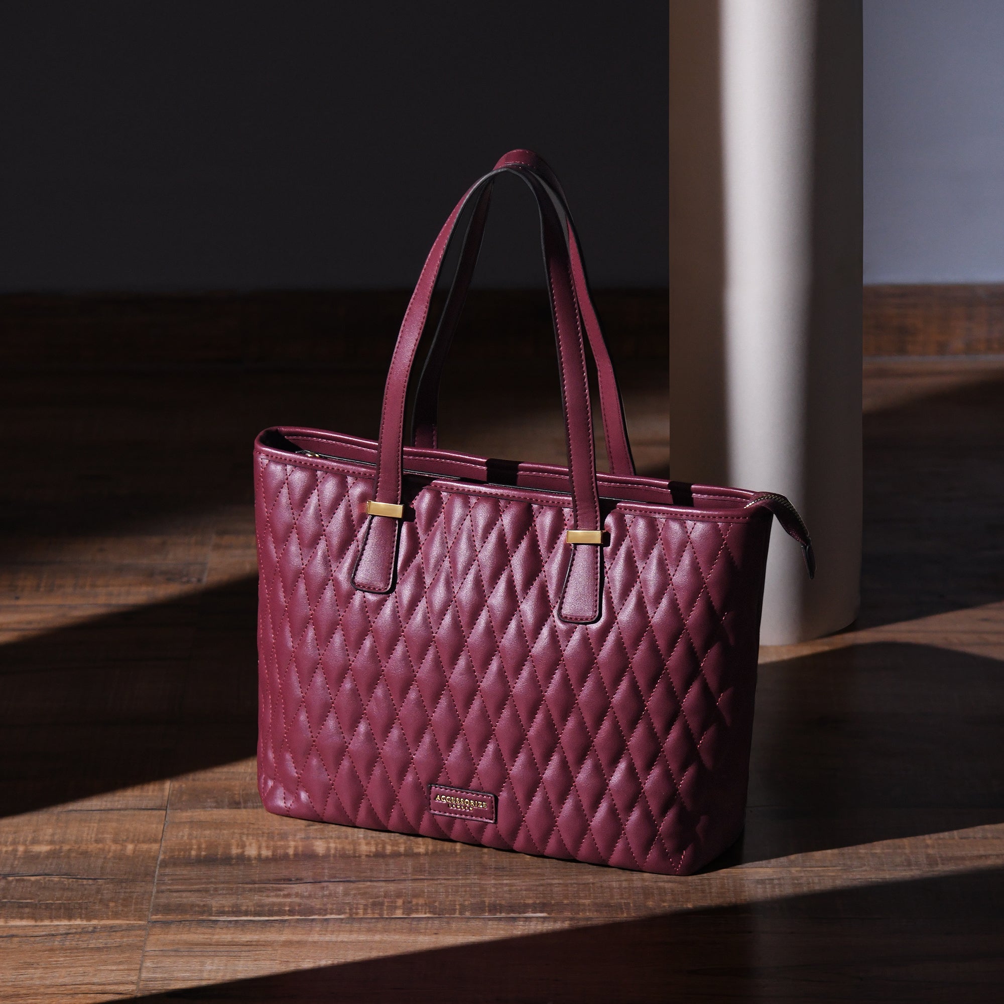 Buy Maroon Lannister Quilted Tote Bag - Accessorize India