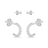 925 Pure Sterling Silver Sparkle Hoop And Stud Earring For Women