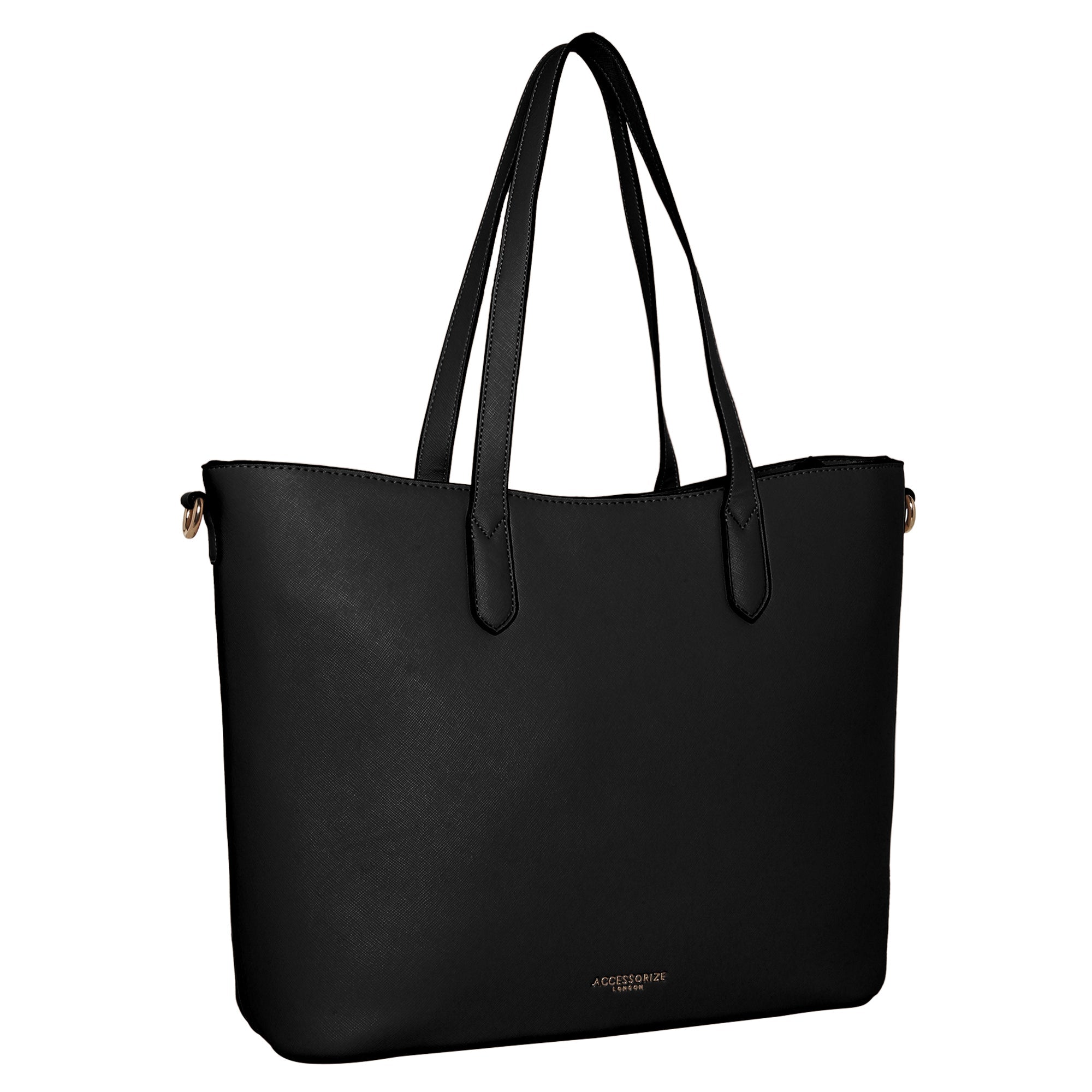 Accessorize London Women's Faux Leather black Daffodil tote bag