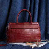 Accessorize London Women's Faux Leather Red Beetel Croc Handheld Bag