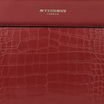 Accessorize London Women's Faux Leather Red Beetel Croc Handheld Bag