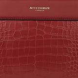 Accessorize London Women's Faux Leather Red Beetel Croc Handheld Bag
