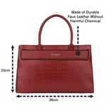 Accessorize London Women's Faux Leather Red Beetel Croc Handheld Bag