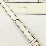 Accessorize London Women's Faux Leather Ivory Beetel Croc Handheld Bag