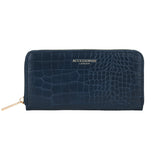 Accessorize London Women's Faux Leather Blue Adela Croc Zip around Large Wallet