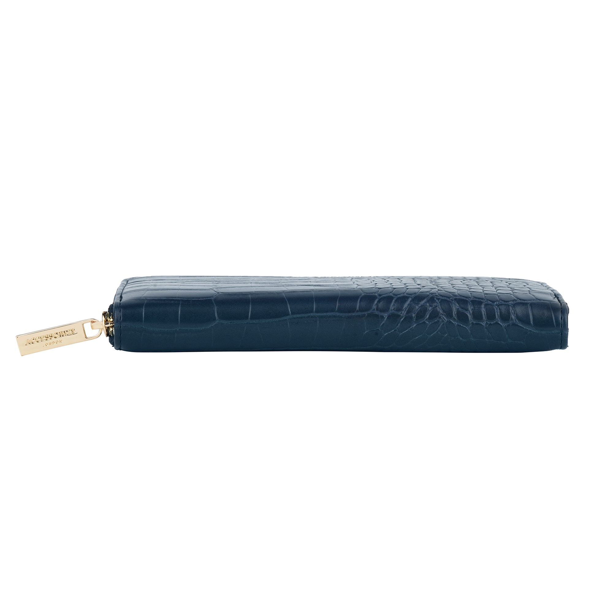Accessorize London Women's Faux Leather Blue Adela Croc Zip around Large Wallet