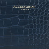 Accessorize London Women's Faux Leather Blue Adela Croc Zip around Large Wallet