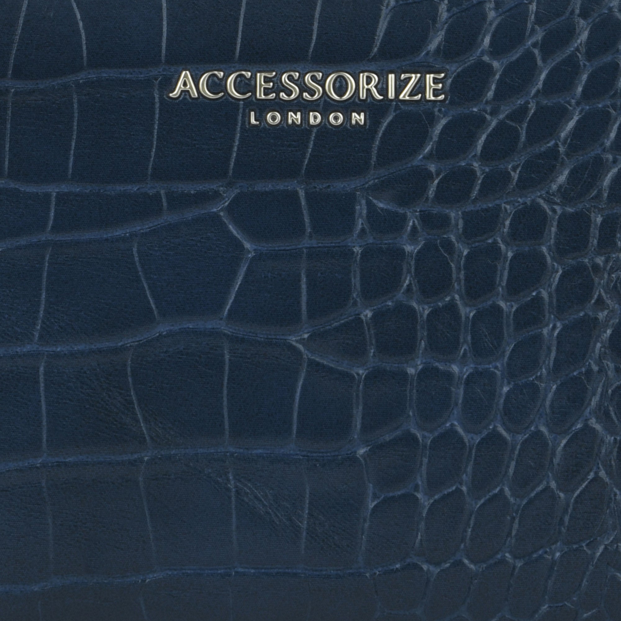 Accessorize London Women's Faux Leather Blue Adela Croc Zip around Large Wallet
