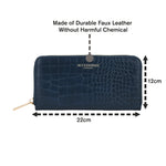 Accessorize London Women's Faux Leather Blue Adela Croc Zip around Large Wallet