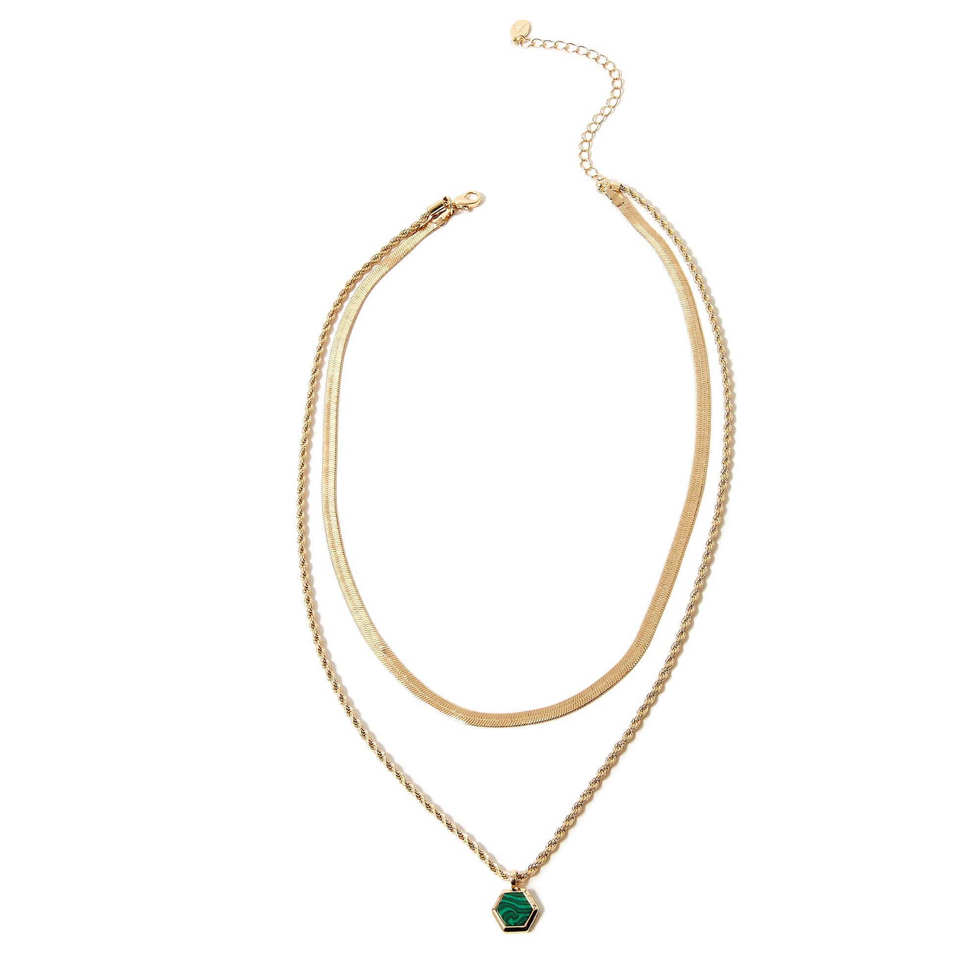 Accessorize London Women's Gold Mixed Chain Enamel Pendant Layered Necklace