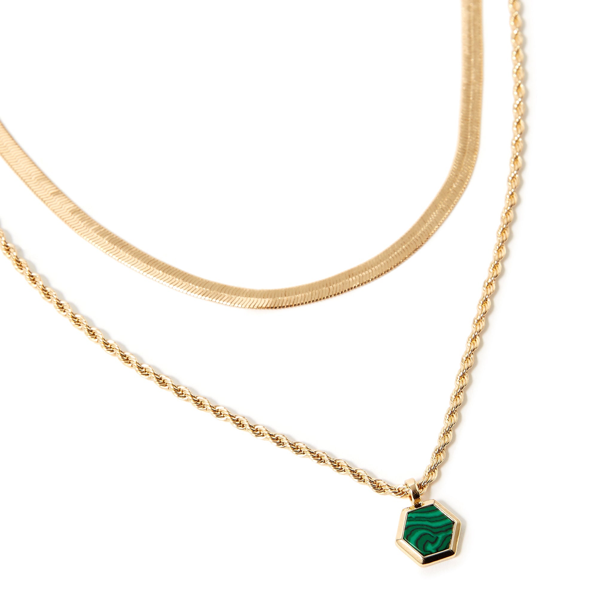 Accessorize London Women's Gold Mixed Chain Enamel Pendant Layered Necklace