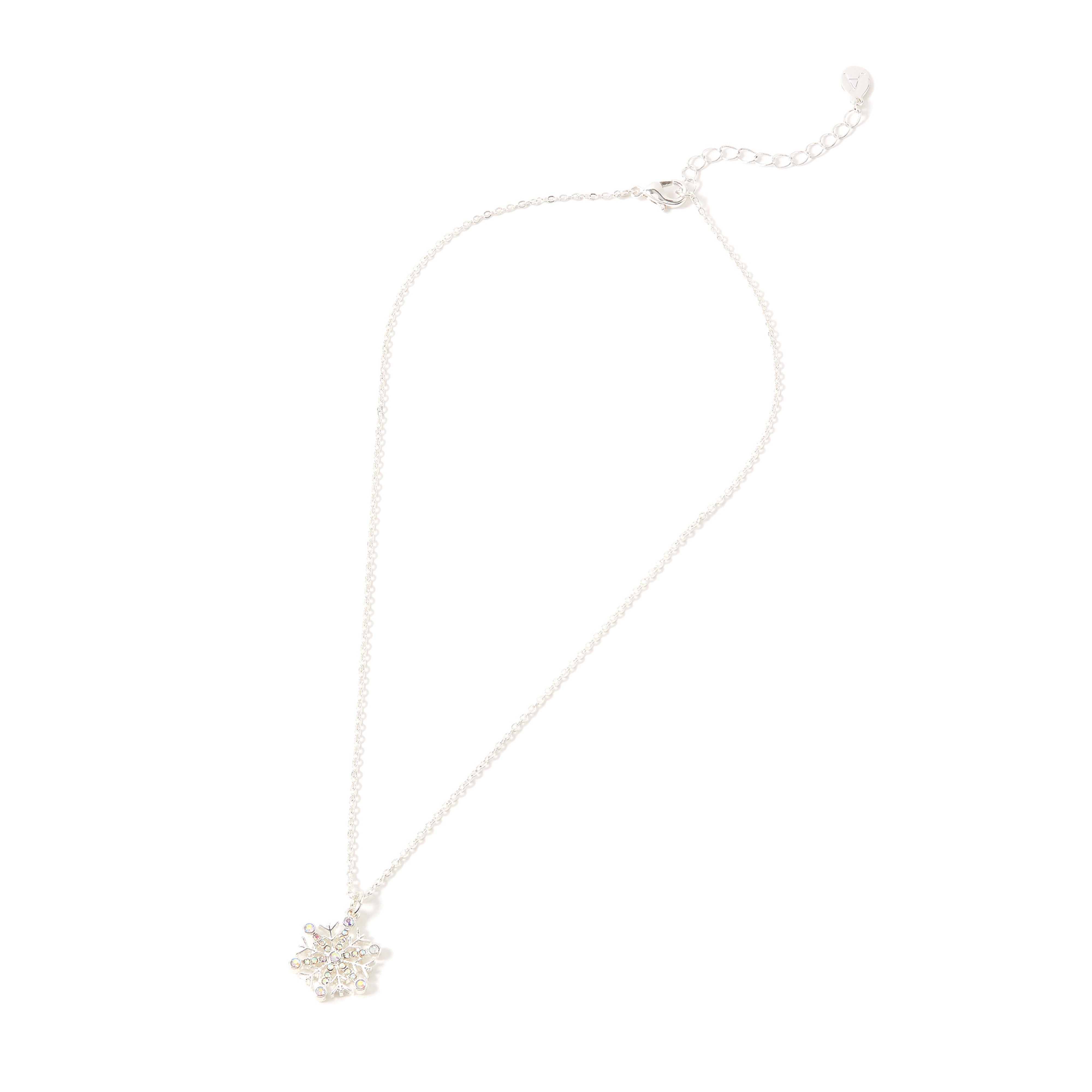 Accessorize London Women's Carded Silver Gifting Sparkle Snowflake Pendant Necklace