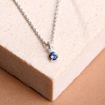 925 Pure Sterling Silver Swarovski Blue Crystal Pendant Necklace For Women