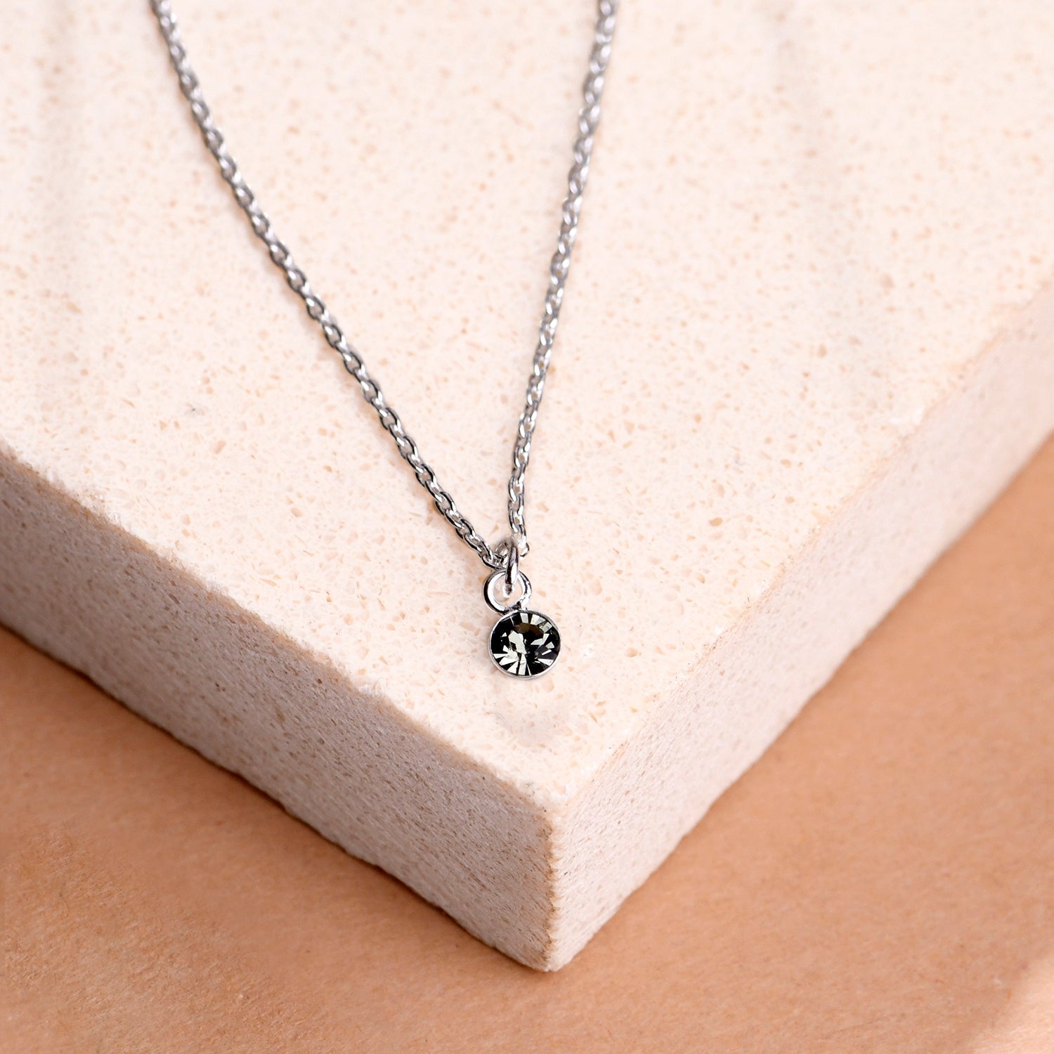 925 Pure Sterling Silver Swarovski Black Crystal Pendant Necklace For Women