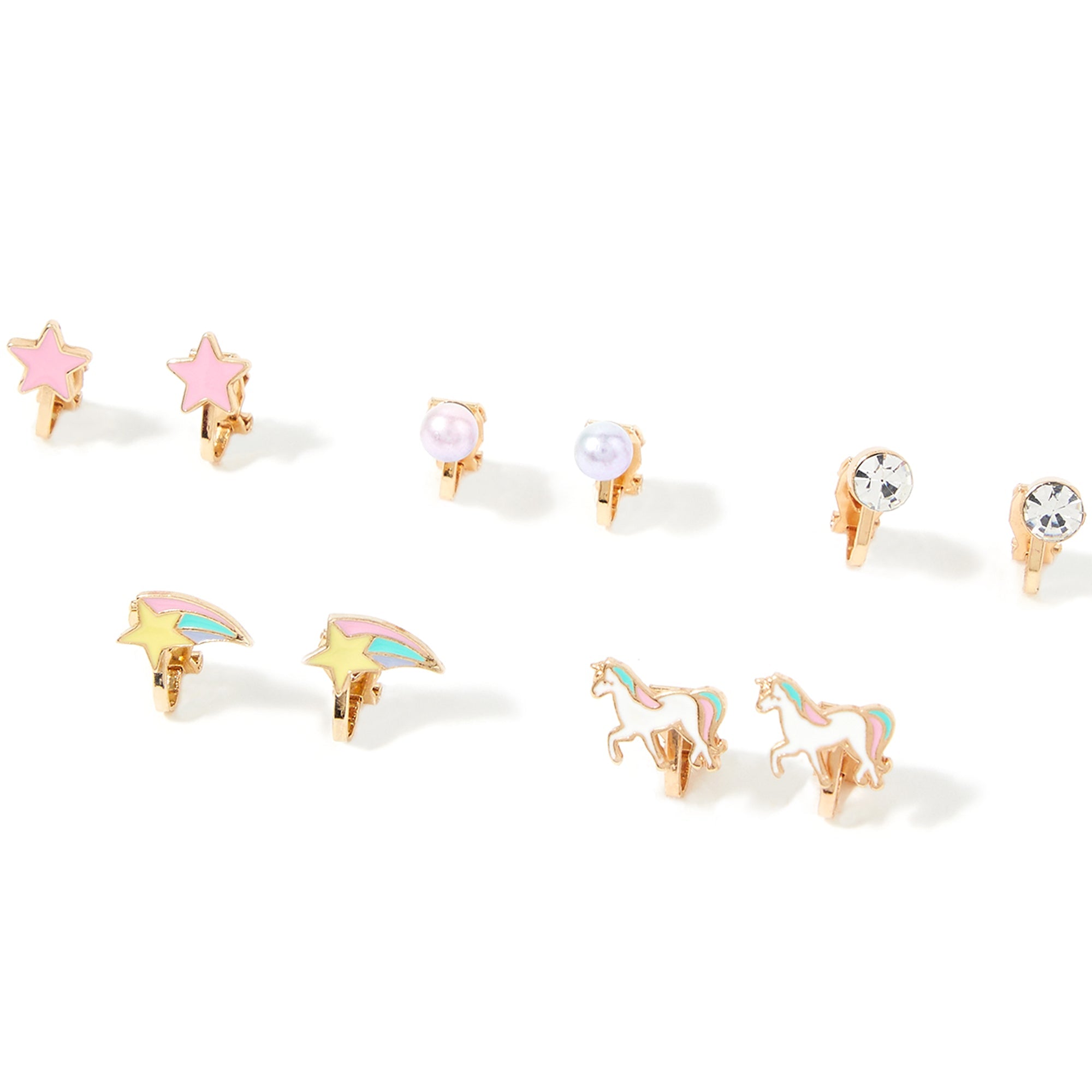 Accessorize London Pack Of 5 Unicorn Clip On Earrings
