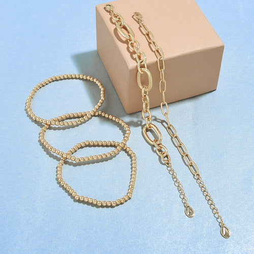 Accessorize London Women's Gold Reconnected St of 5 Chains Stretch Bracelet