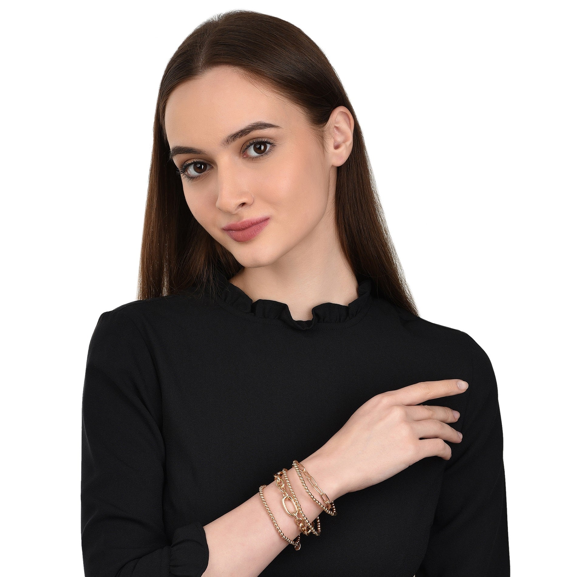Accessorize London Women's Gold Reconnected St of 5 Chains Stretch Bracelet