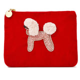 Accessorize London women's Red Velvet Red Poodle Pouch wallet