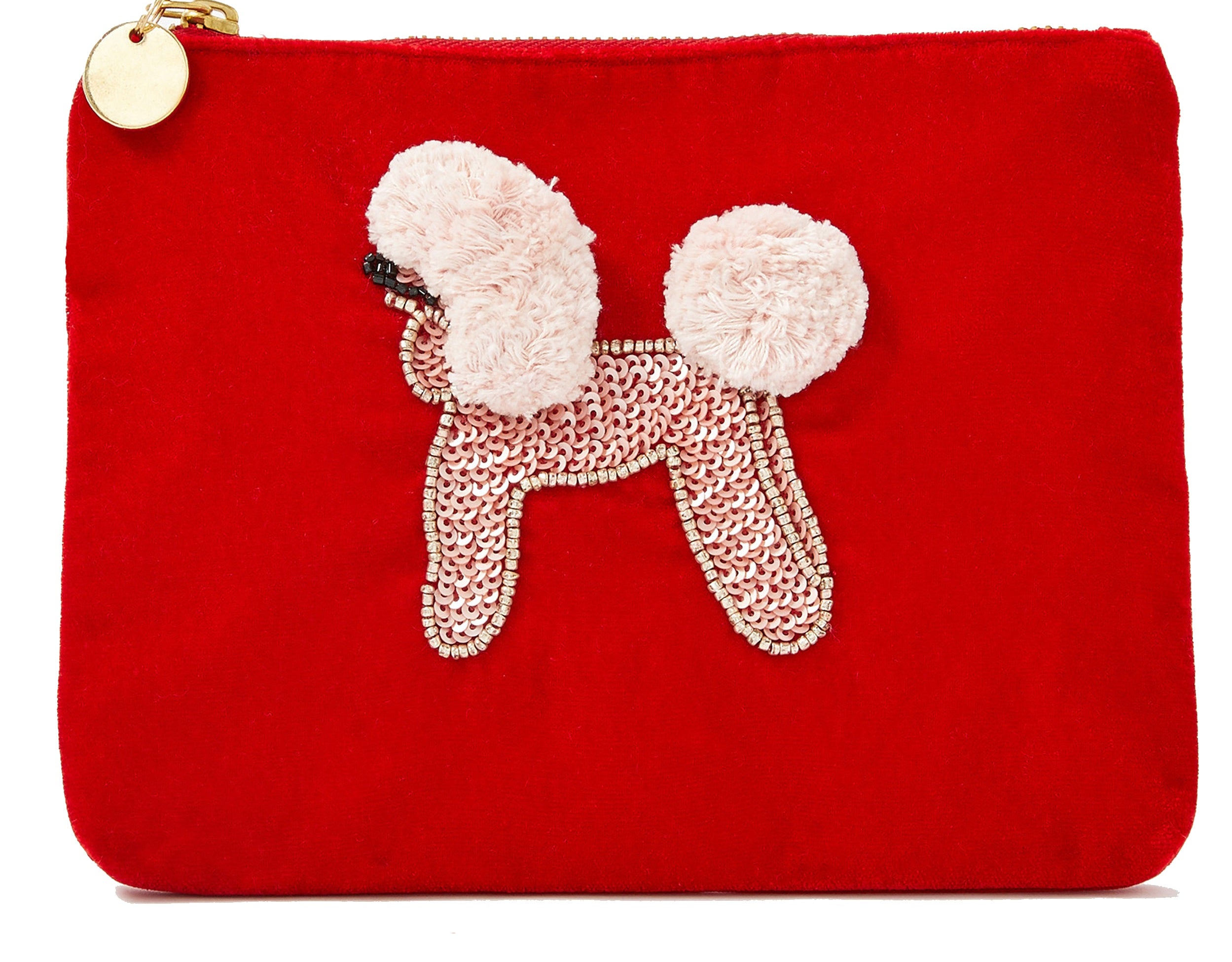 Accessorize London women's Red Velvet Red Poodle Pouch wallet