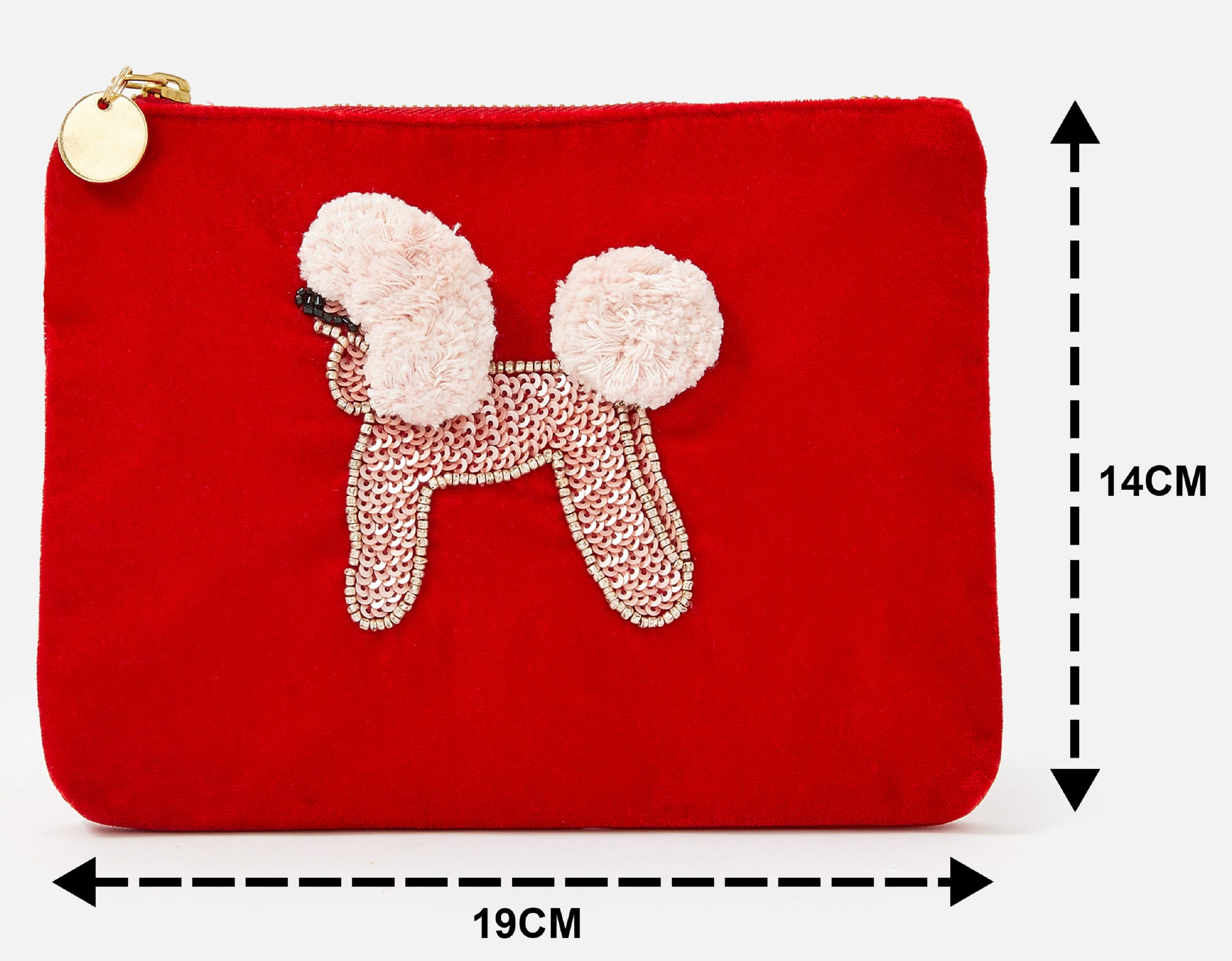 Accessorize London women's Red Velvet Red Poodle Pouch wallet