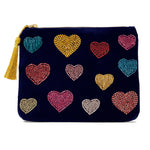 Accessorize London women's Pink Velvet Multi Heart Pouch wallet