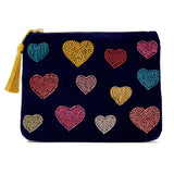 Accessorize London women's Pink Velvet Multi Heart Pouch wallet
