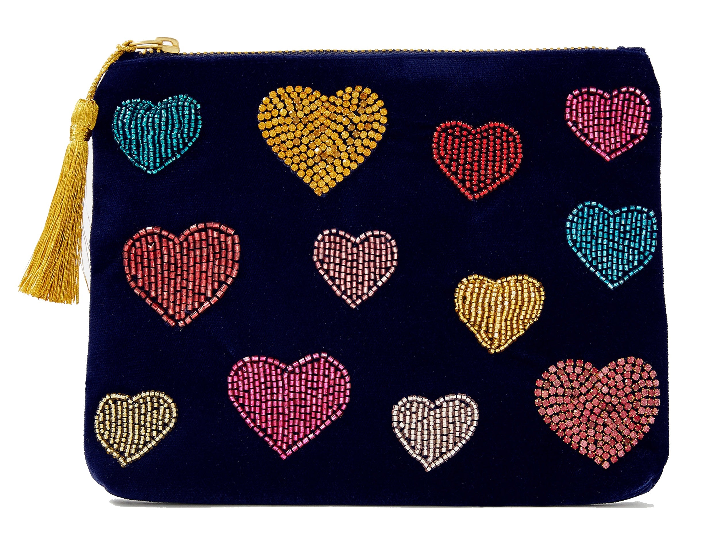 Accessorize London women's Pink Velvet Multi Heart Pouch wallet