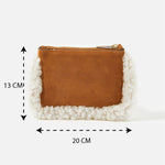 Accessorize London women's Real Leather Tan Shearling Leather Pouch bag