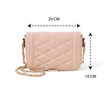 Accessorize London women's Faux Leather Pink Chrissy Quilt Chain Sling bag