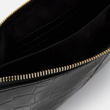 Accessorize London Women's Real Leather Black Small Chain Leather Shoulder Bag