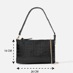 Accessorize London Women's Real Leather Black Small Chain Leather Shoulder Bag