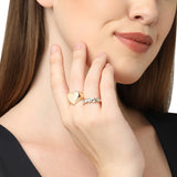 Accessorize London Women's Gold Feel Good Set of 2 bezel & Heart Signet Rings-Small