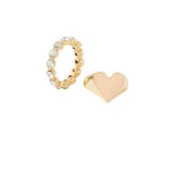 Accessorize London Women's Gold Feel Good Set of 2 bezel & Heart Signet Rings