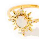 Real Gold Plated Opal Starburst Ring For Women By Accessorize London