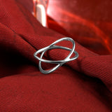925 Pure Sterling Silver Plain Cross Over Ring For Women-Medium