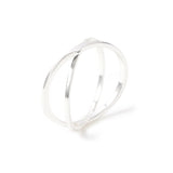 925 Pure Sterling Silver Plain Cross Over Ring For Women-Medium