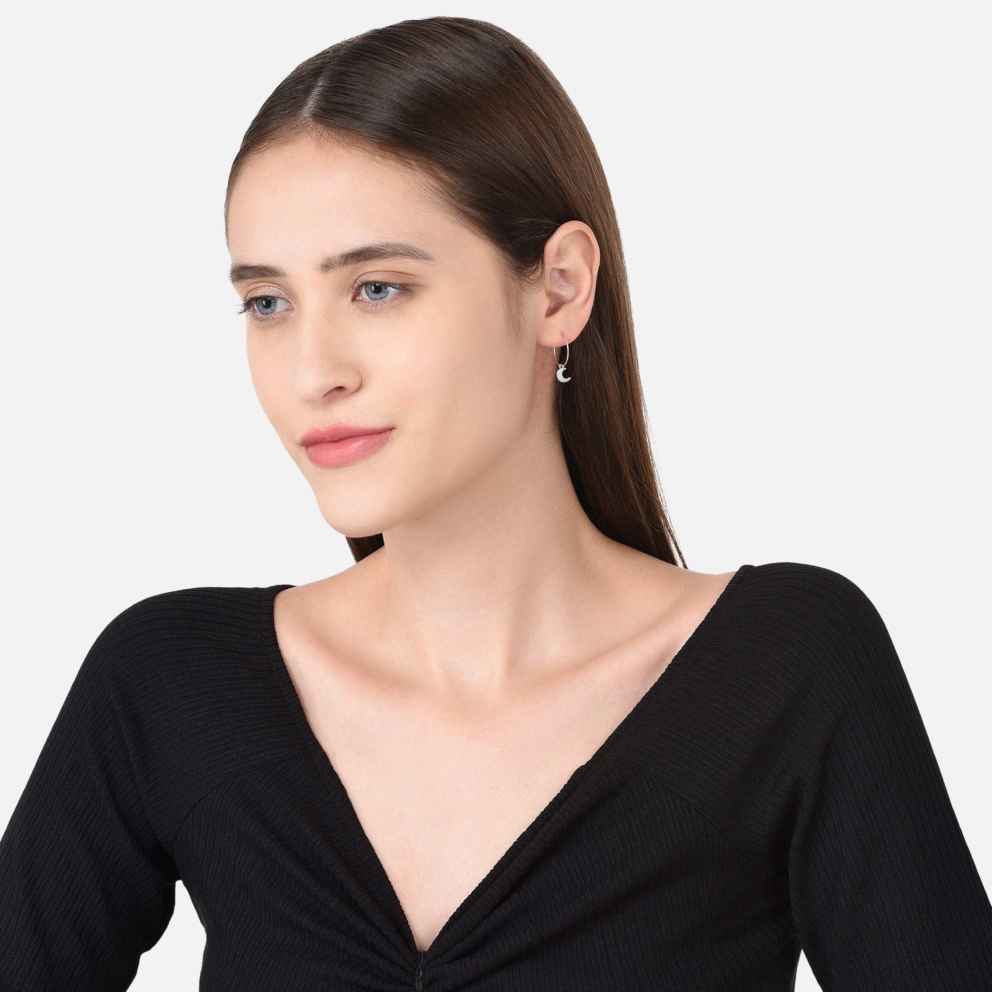 Accessorize London Women's Silver 3 X Star Moon Hoop Earring Pack
