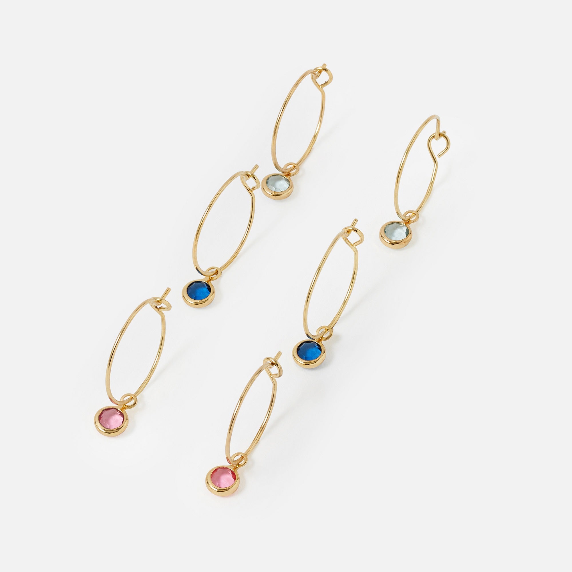 Accessorize London Women's 3 X Colour Gems Hoop Earring Pack